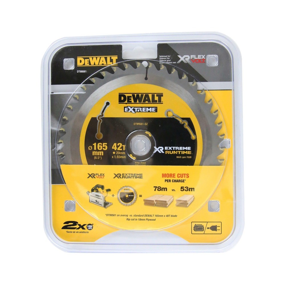 ใบเลื่อยวงเดือนตัดไม้ DEWALT DT99561 QZ ขนาด 165 มม   42 ฟัน