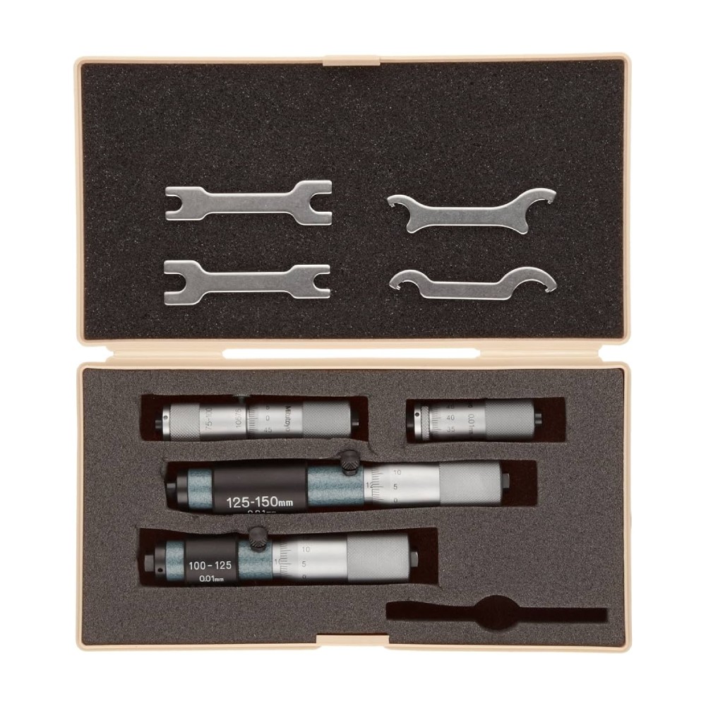 ไมโครมิเตอร์วัดในแบบชุด MITUTOYO Tubular Inside Micrometers Single Rod Type Set  Series 133  133 901 ขนาด 50 150มิล  4ชิ้น ชุด 