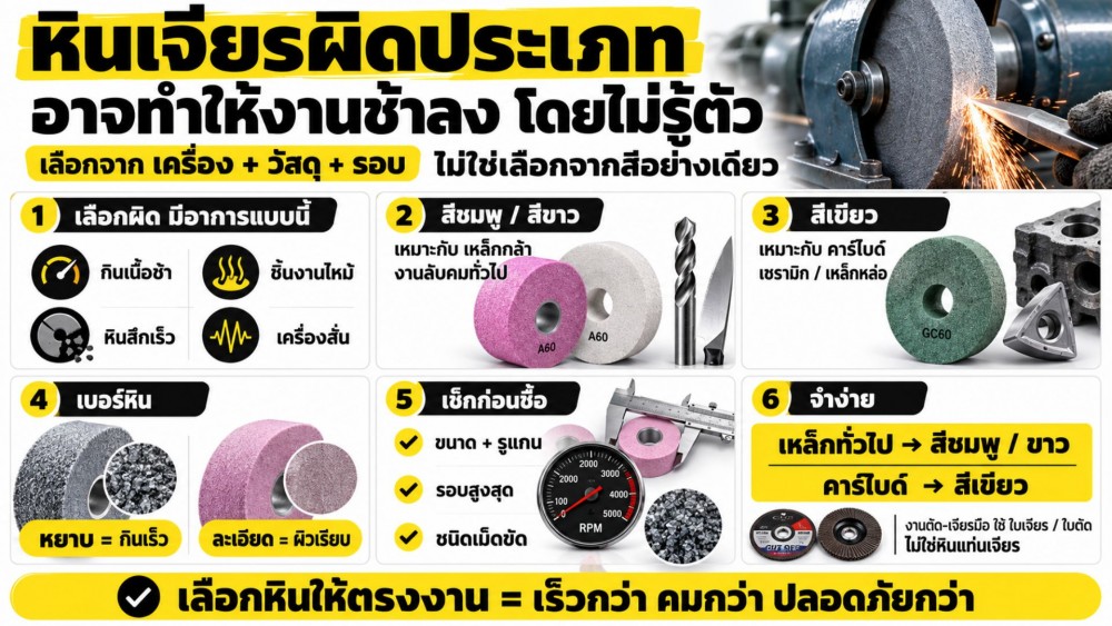 ทำไม หินเจียร ผิดประเภท อาจทำให้งานช้าลง โดยไม่รู้ตัว