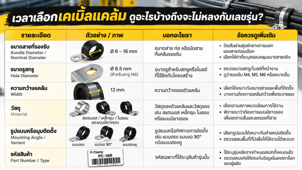 ทำไมเคเบิ้ลแคล้มมีหลายขนาด ทั้งที่หน้าตาแทบเหมือนกัน ตัวเลขบนรุ่นบอกอะไรเรา