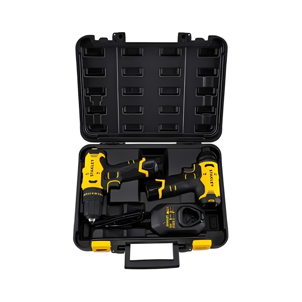 ชุดคอมโบสว่านกระแทก ไขควงกระแทกไร้สาย STANLEY SCHI10D2K B1 12V แบตเตอรี่ 2 0AH