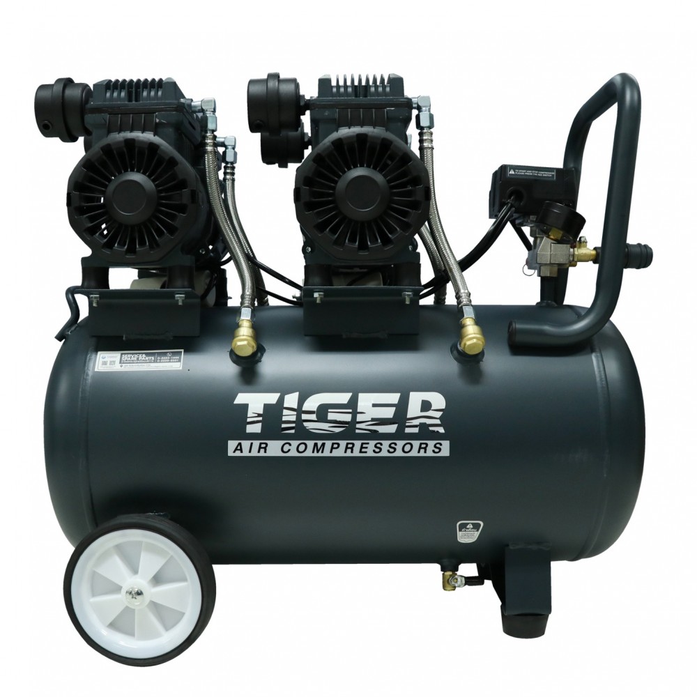 ปั๊มลมชนิด เงียบ แบบไร้น้ำมัน Tiger Jaguar50 ขนาด 50 ลิตร (รอบเร็ว 2850)  ลดราคา | Itoolmart