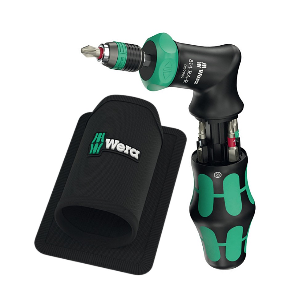 Wera 05051535001 - Cliquet 1/4" à Main Pistol Avec 6 Embouts - Manche Kraftform Kompakt, 7 Pièces