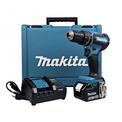 สว่านกระแทกไร้สาย MAKITA DHP485F003 18V. ขนาด 1/2 นิ้ว มอเตอร์ไร้แปรงถ่าน พร้อมแบต 3.0Ah x1 + แท่นชาร์จ