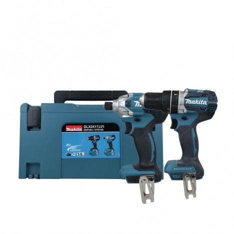 ชุดคอมโบไร้สาย MAKITA DLX2417JZ1 สว่านกระแทก DHP484Z + ไขควงกระแทก DTD156Z 18V. พร้อมกล่อง MAKPAC (ตัวเปล่า)