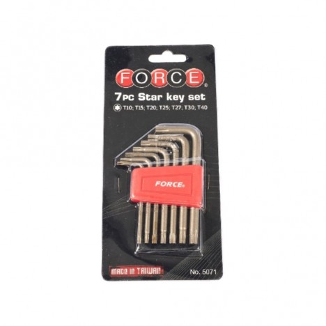 ชุดประแจแอลหัวจีบ FORCE F131-5071 จำนวน 7 ชิ้น เบอร์ T10–T40