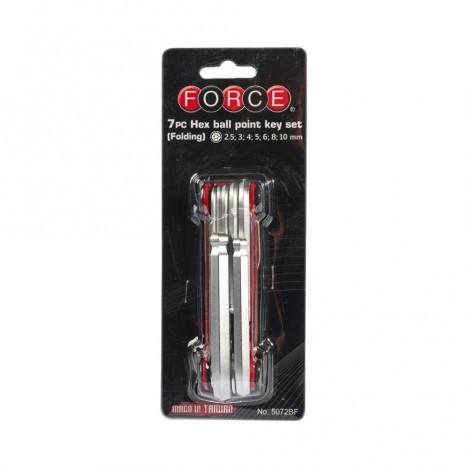 ชุดประแจแอลหกเหลี่ยมและหัวบอลแบบพับได้ FORCE F131-5072BF จำนวน 7 ชิ้น