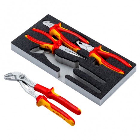 ชุดคีม KNIPEX VDE Chrome II 00 20 01 V21 พร้อมถาดโฟม (4 ชิ้น)