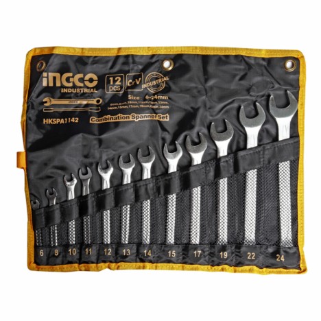 ประแจแหวนข้างปากตาย INGCO HKSPA1142 ขนาด 6-24 มม. (12 ชิ้น)